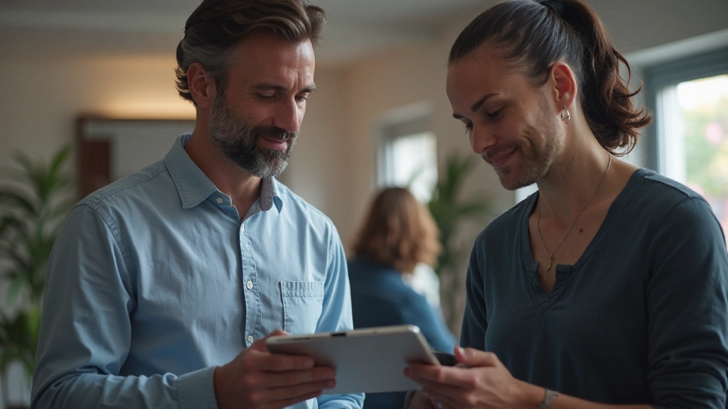 Designer apresentando prototipagem interativa em tablet durante sessão de trabalho colaborativo em estúdio criativo